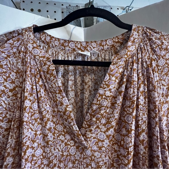 Xmas sale! GAP Splitneck Midi Dress, Size XL, Brown Ditsy Floral, Tie Waist - Picture 5 of 14